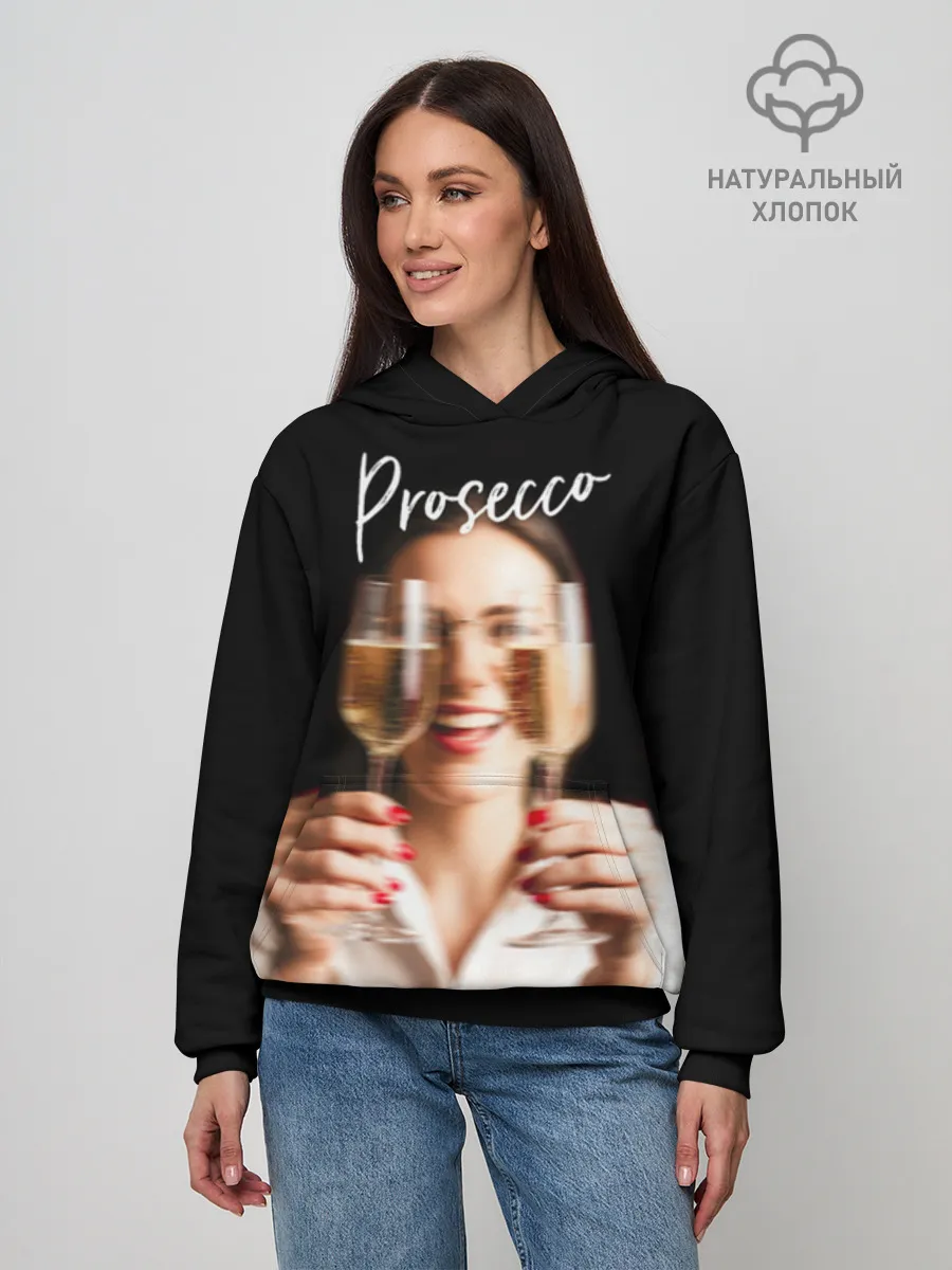 Худи женский база хлопок / Prosecco Black