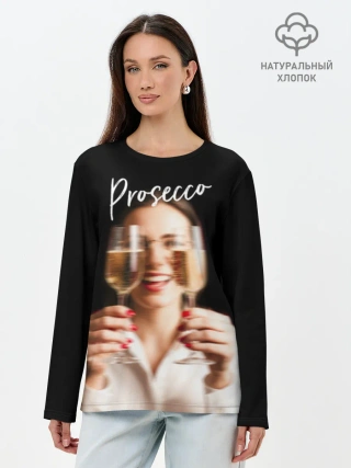 Лонгслив женский. Хлопок / Prosecco Black