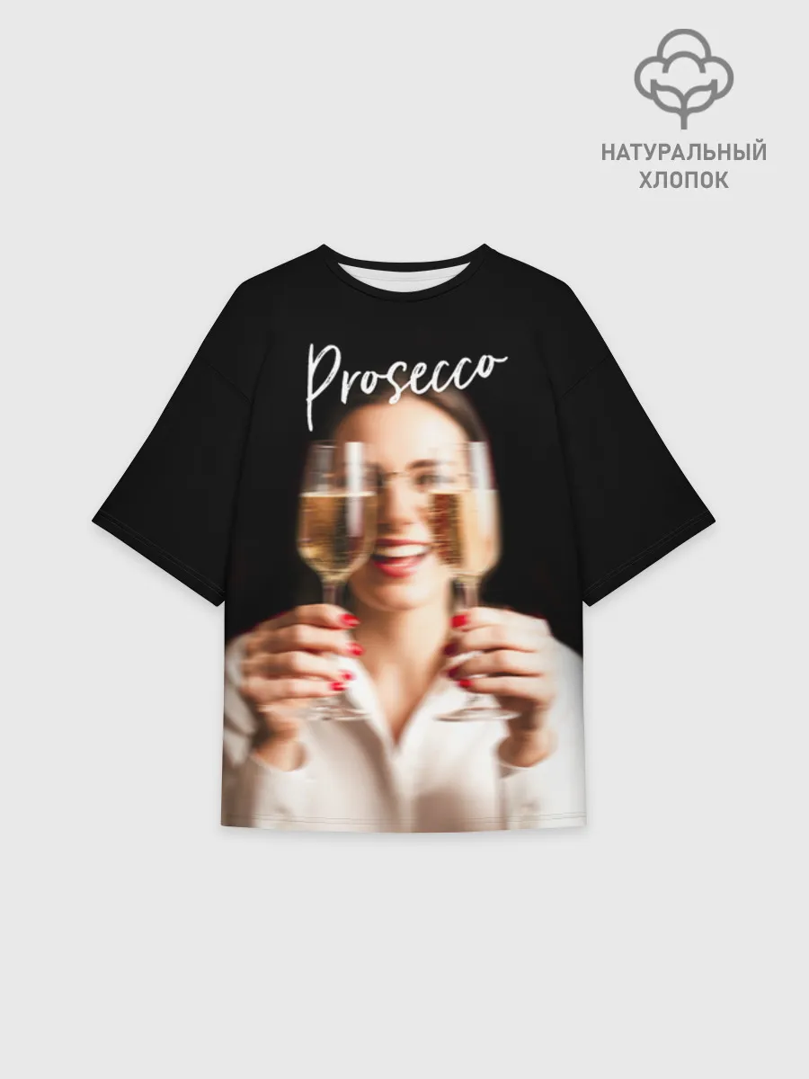 Футболка женская оверсайз премиум / Prosecco Black