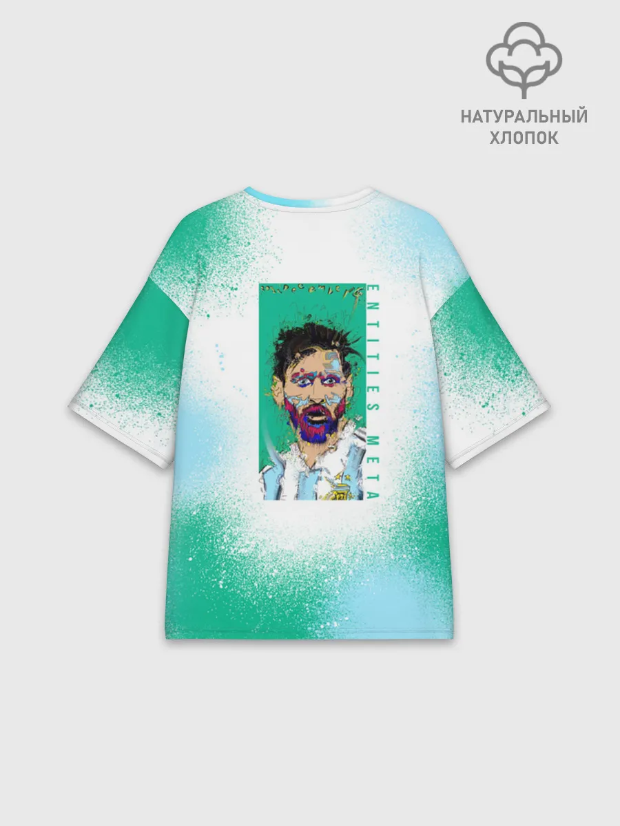 Женская футболка оверсайз хлопок / Лионель Месси