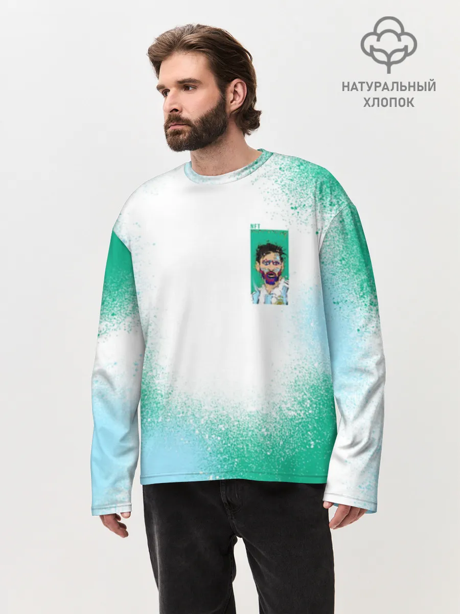 Мужской лонгслив оверсайз хлопок / Лионель Месси