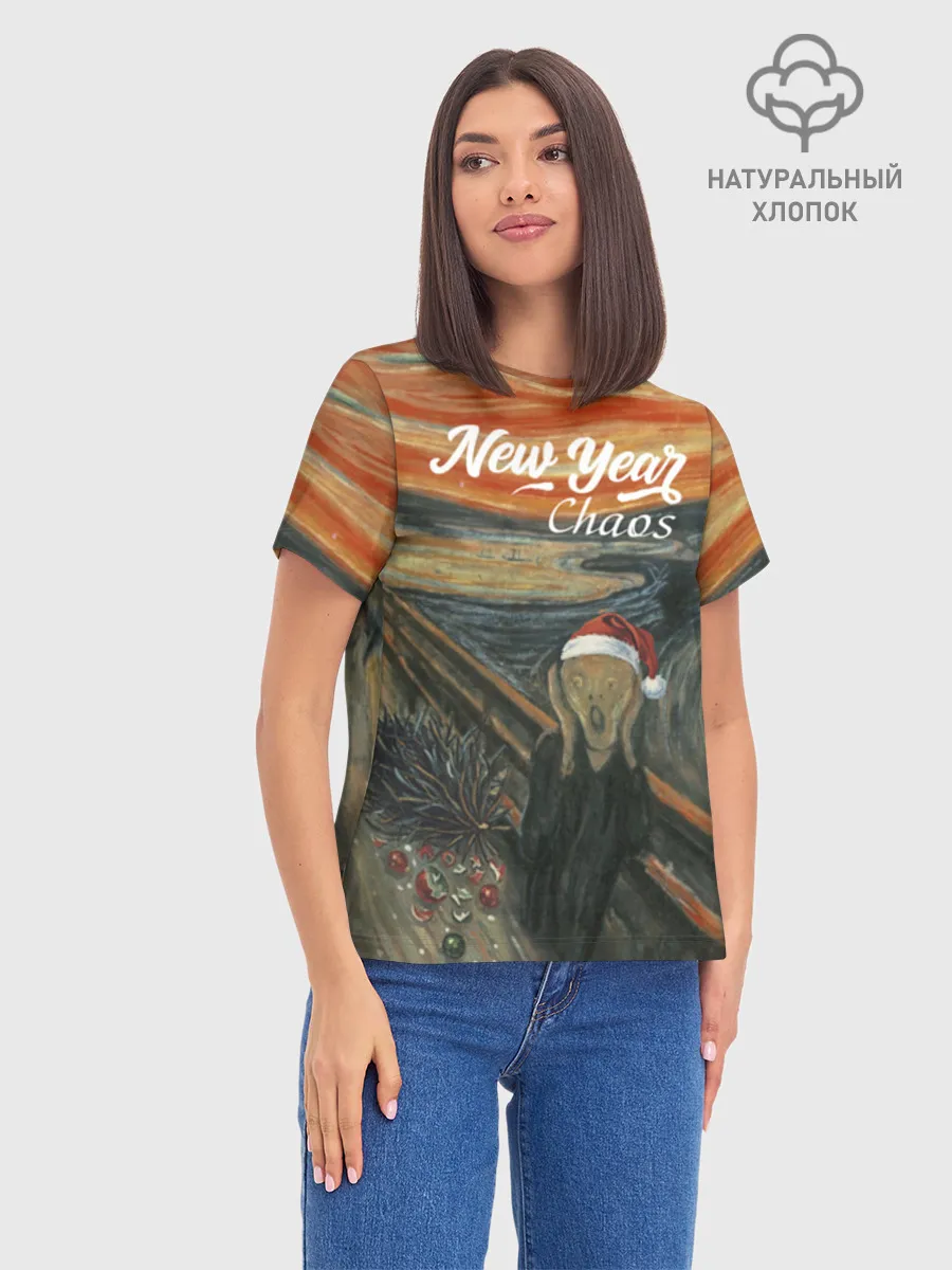 Женская базовая футболка хлопок / New Year, Крик