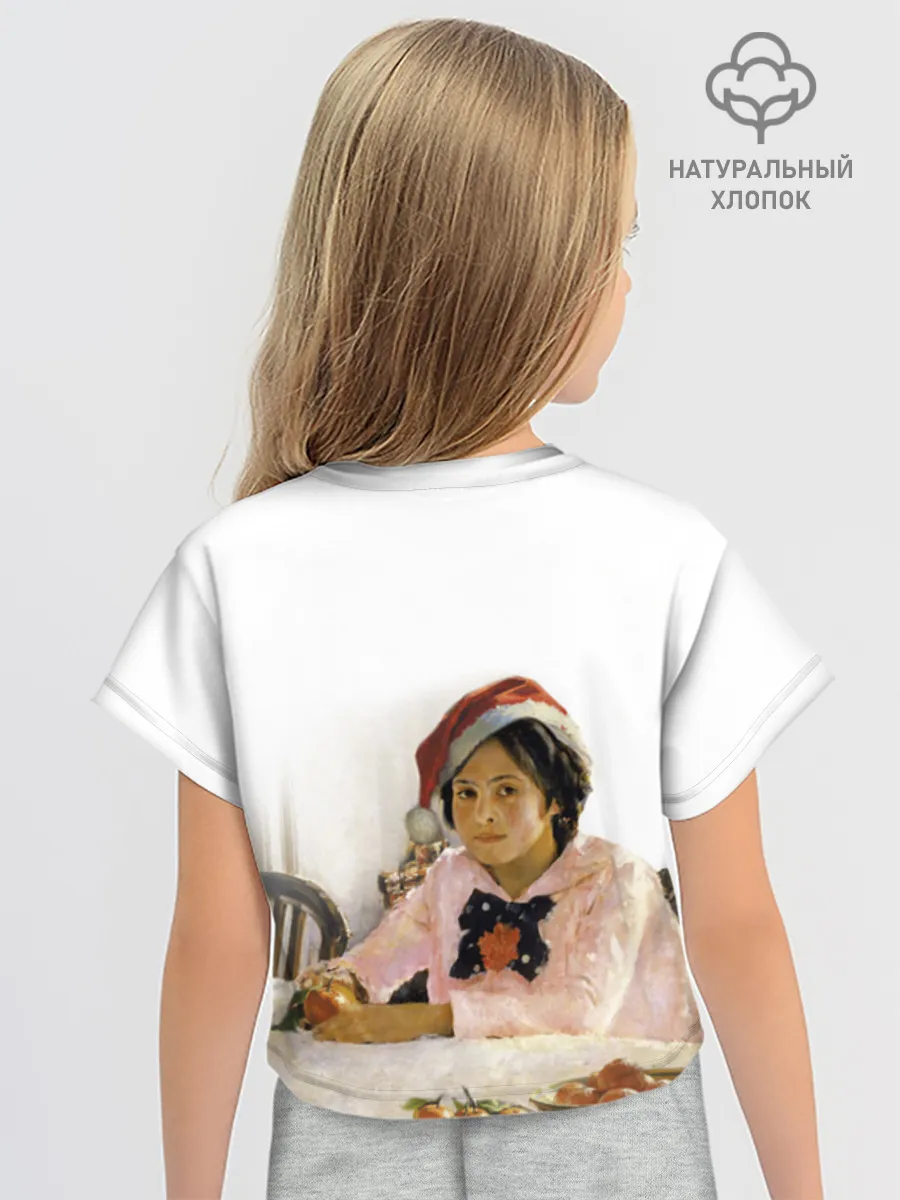 Футболка для девочки укороченная оверсайз хлопок / Девочка и мандарины НГ