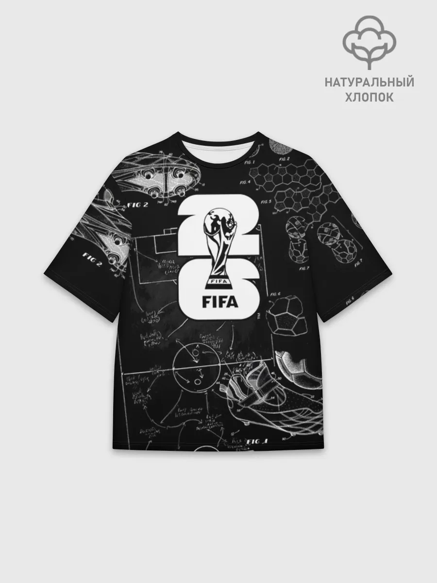 Мужская футболка оверсайз хлопок / Fifa Black