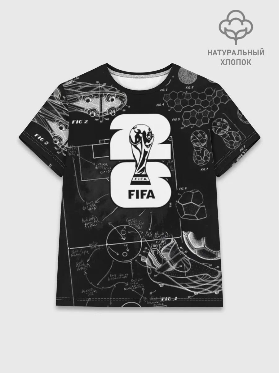 Женская базовая футболка хлопок / Fifa Black