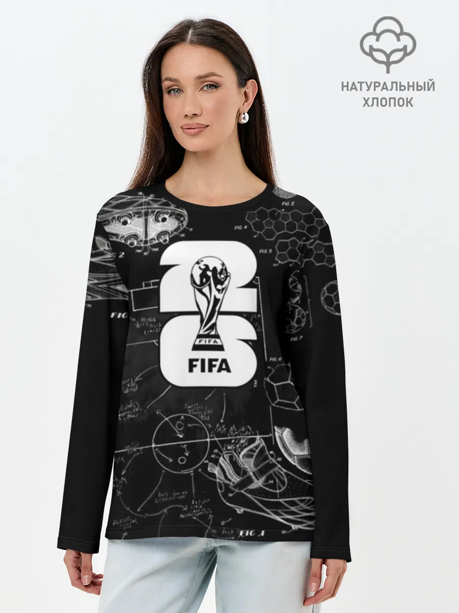 Лонгслив женский. Хлопок / Fifa Black