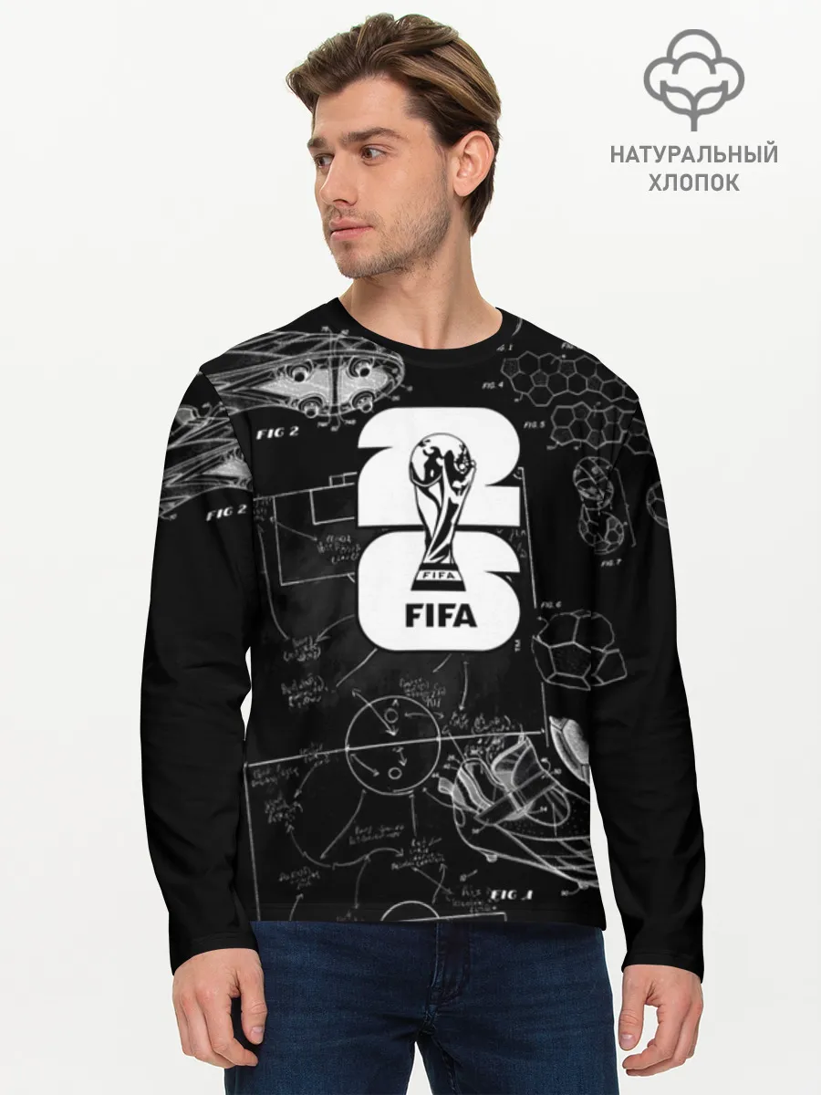 Мужской лонгслив хлопок / Fifa Black