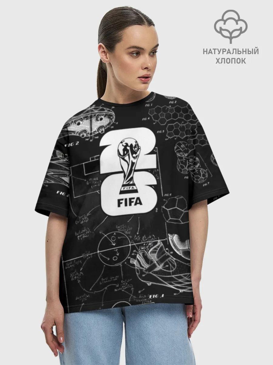 Футболка женская оверсайз премиум / Fifa Black