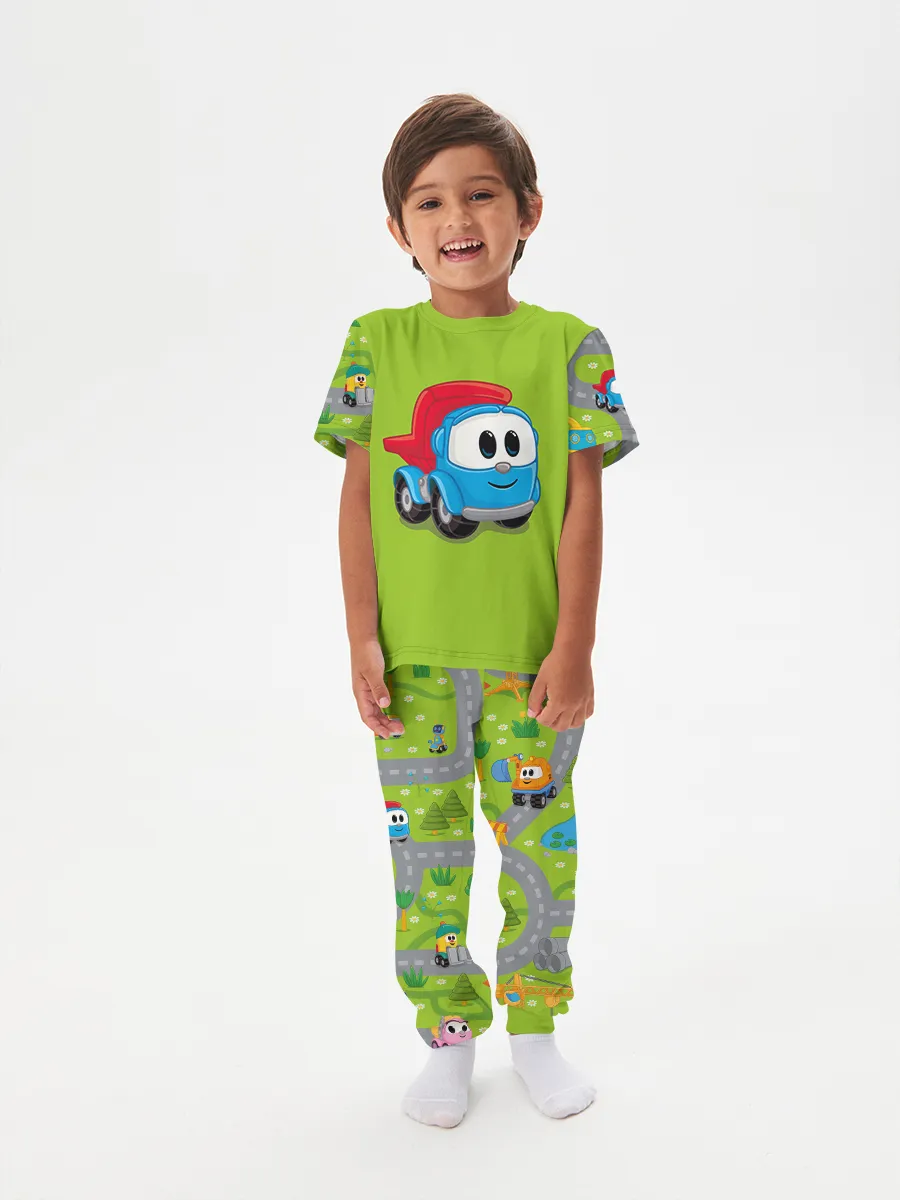 Детская пижама с брюками хлопок / Грузовичок Лёва LevaGreen