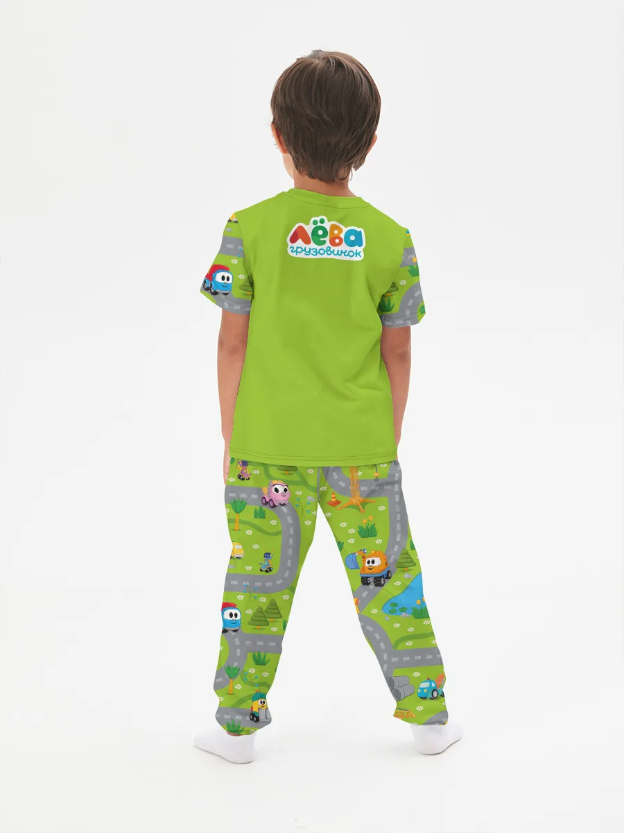 Детская пижама с брюками хлопок / Грузовичок Лёва LevaGreen