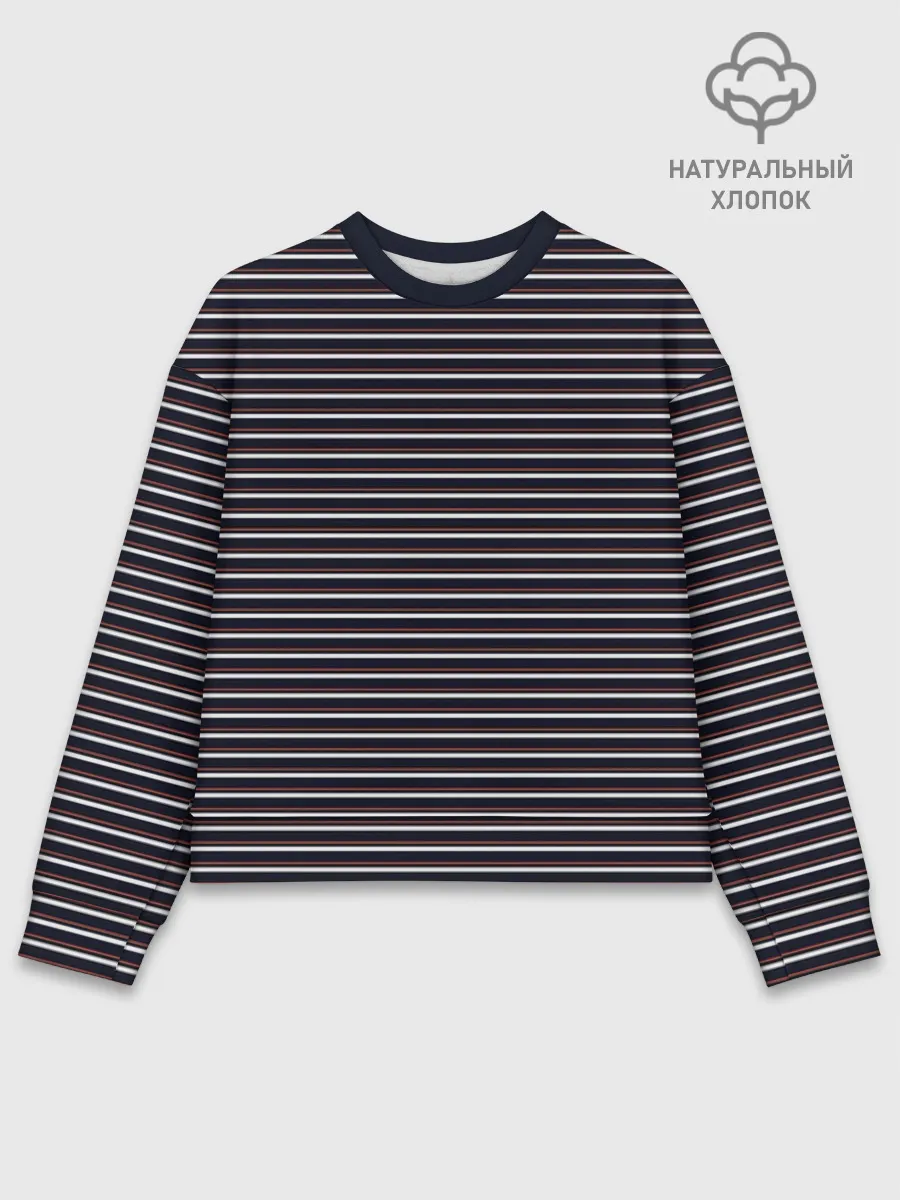 Женский свитшот базовый хлопок / Тёмно-синяя полоска