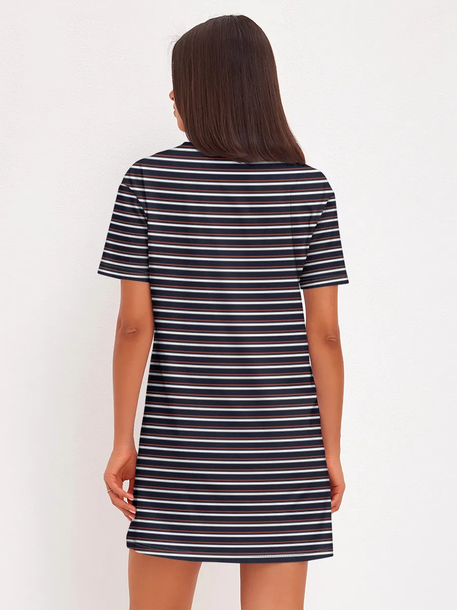 Женское платье хлопок / Тёмно-синяя полоска