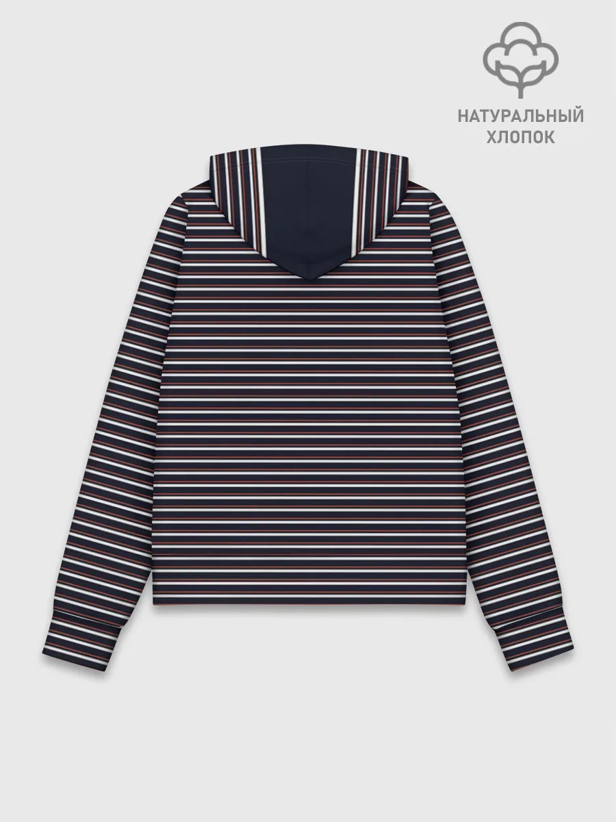 Худи женский база хлопок / Тёмно-синяя полоска