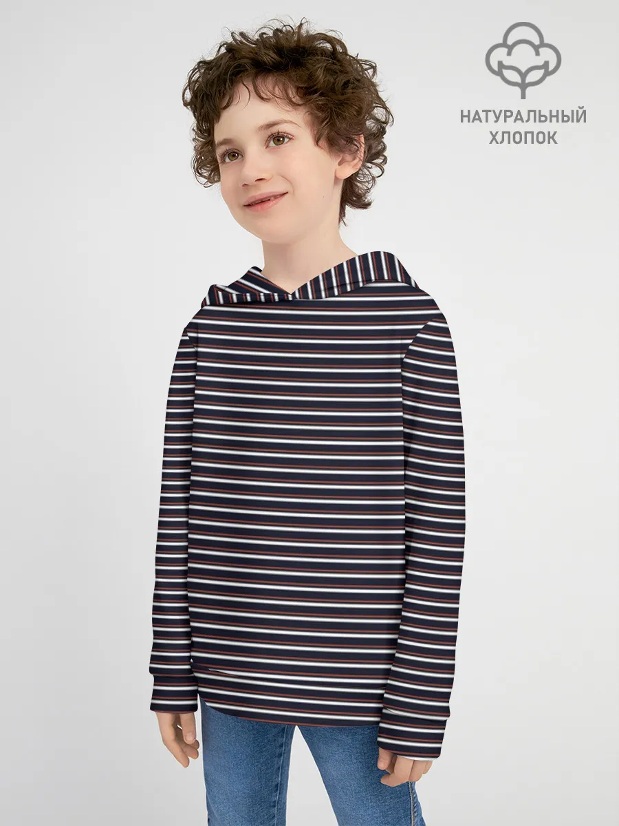 Детское худи хлопок / Тёмно-синяя полоска