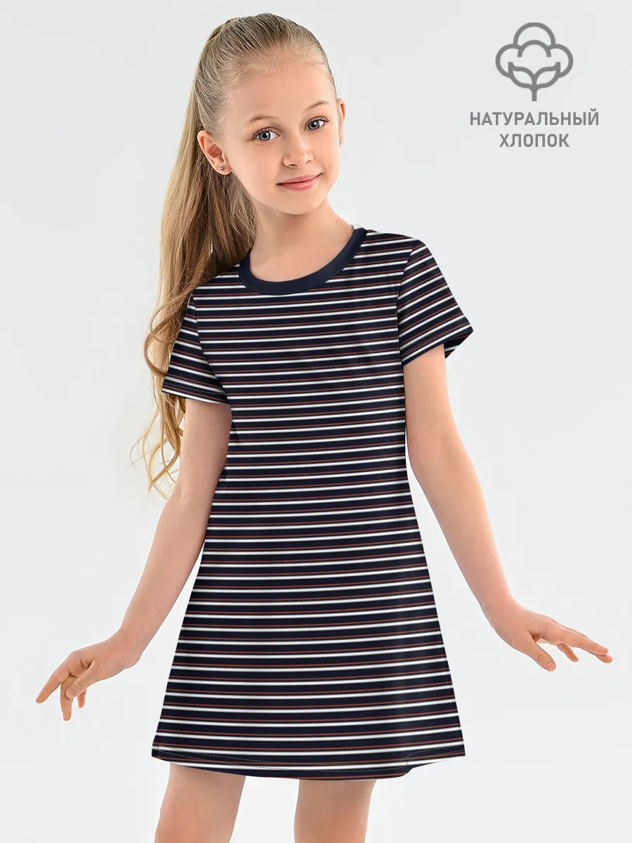 Детское платье хлопок / Тёмно-синяя полоска