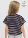 Футболка для девочки укороченная оверсайз хлопок / Тёмно-синяя полоска