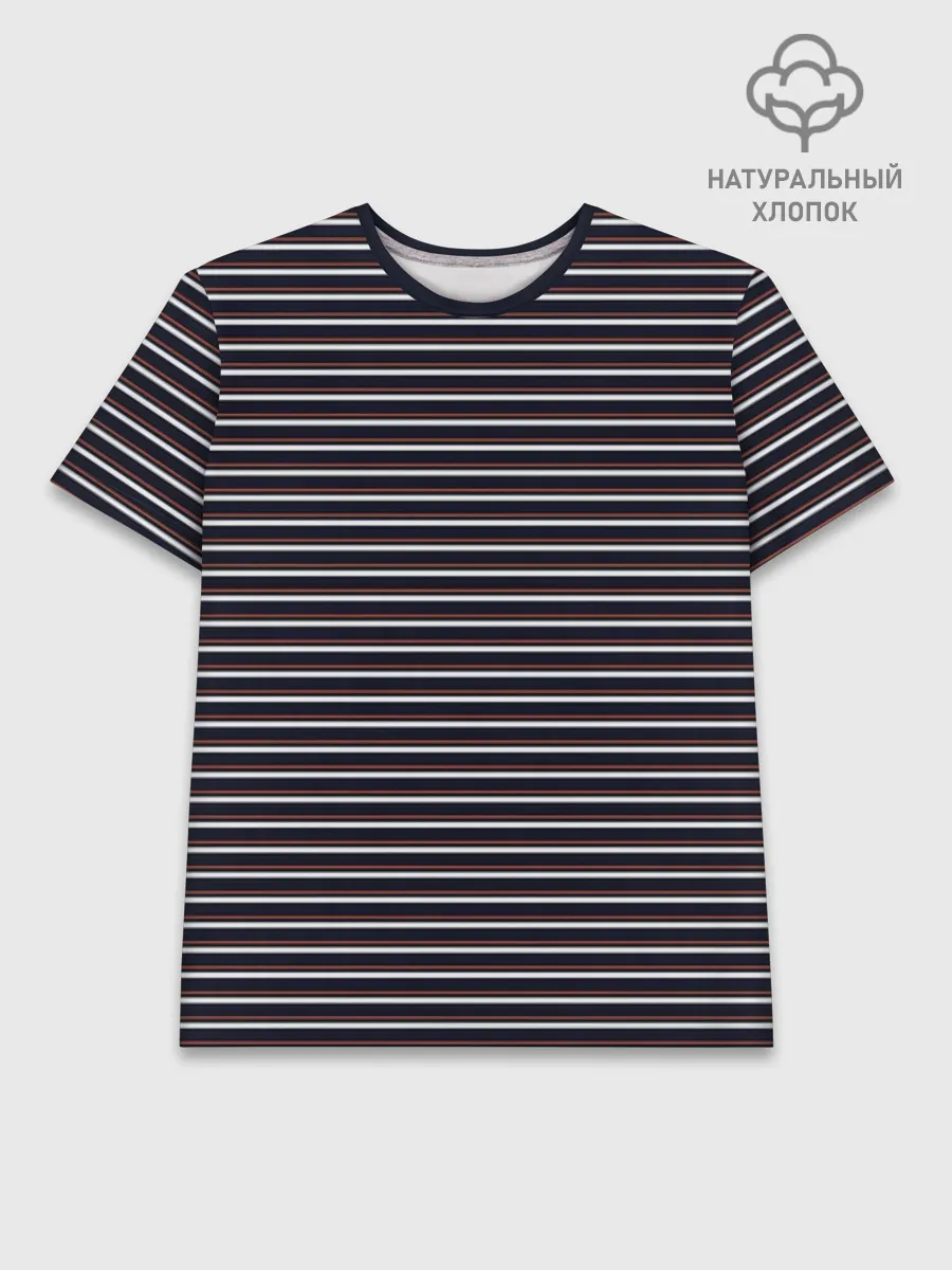 Мужская базовая футболка хлопок / Тёмно-синяя полоска