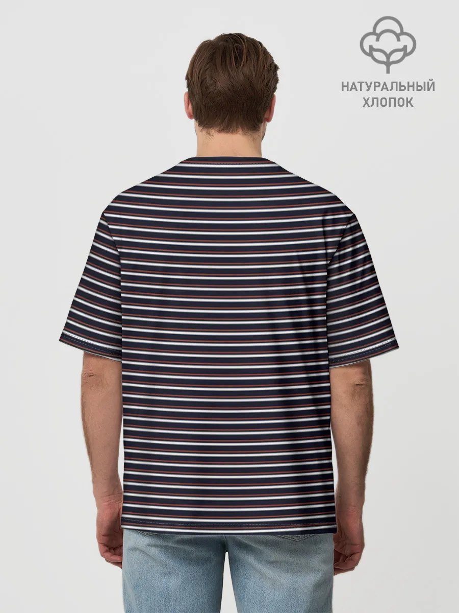 Мужская футболка оверсайз хлопок / Тёмно-синяя полоска