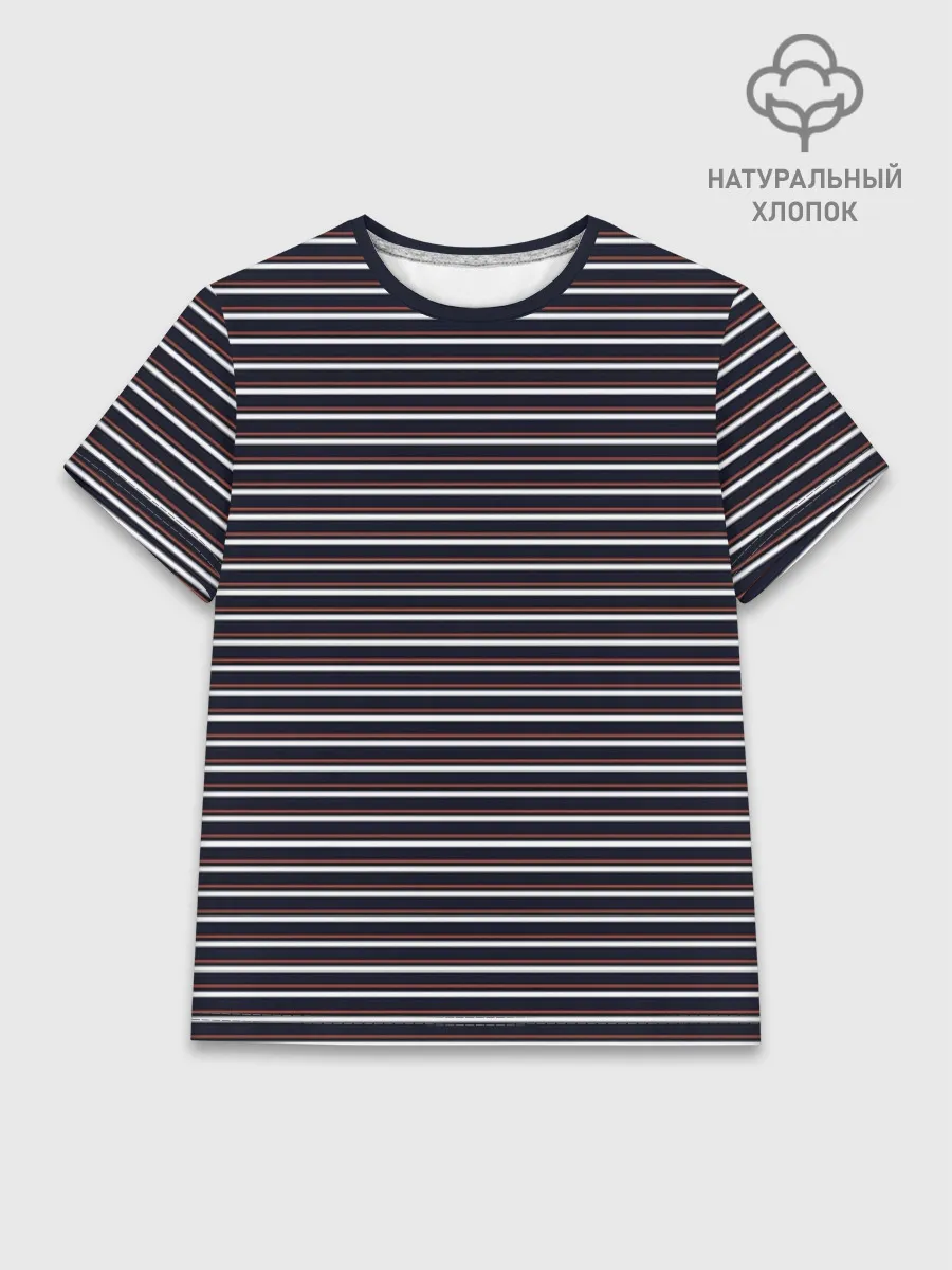 Женская базовая футболка хлопок / Тёмно-синяя полоска