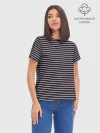 Женская базовая футболка хлопок / Тёмно-синяя полоска