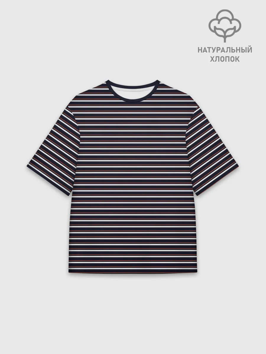 Футболка Мужская оверсайз премиум / Тёмно-синяя полоска