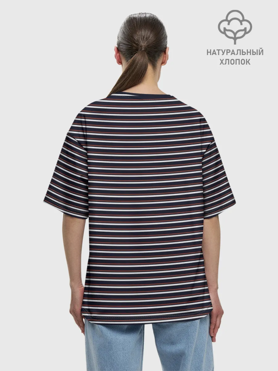 Женская футболка оверсайз хлопок / Тёмно-синяя полоска
