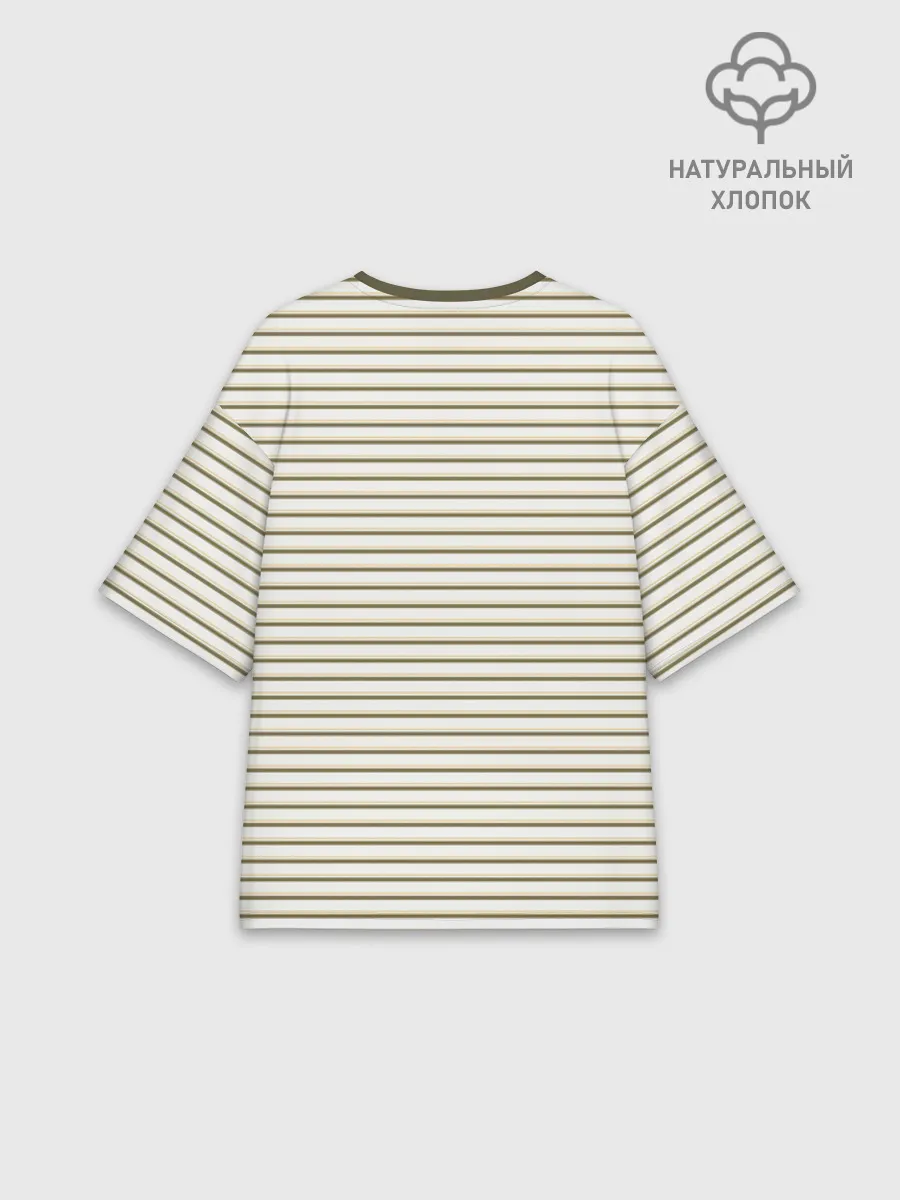 Футболка женская оверсайз премиум / Зелёная приглушённая полоска