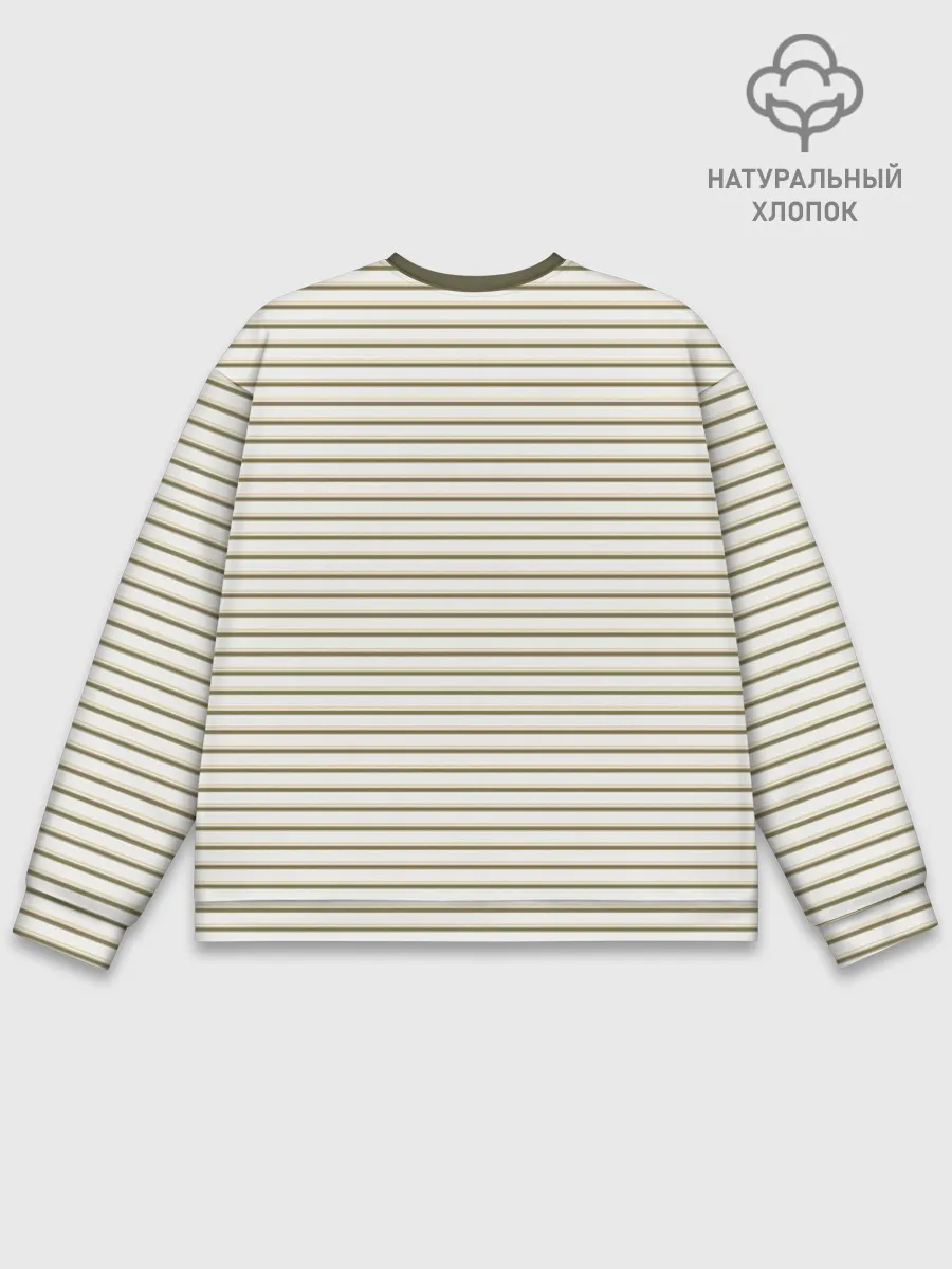 Мужской свитшот база хлопок / Зелёная приглушённая полоска