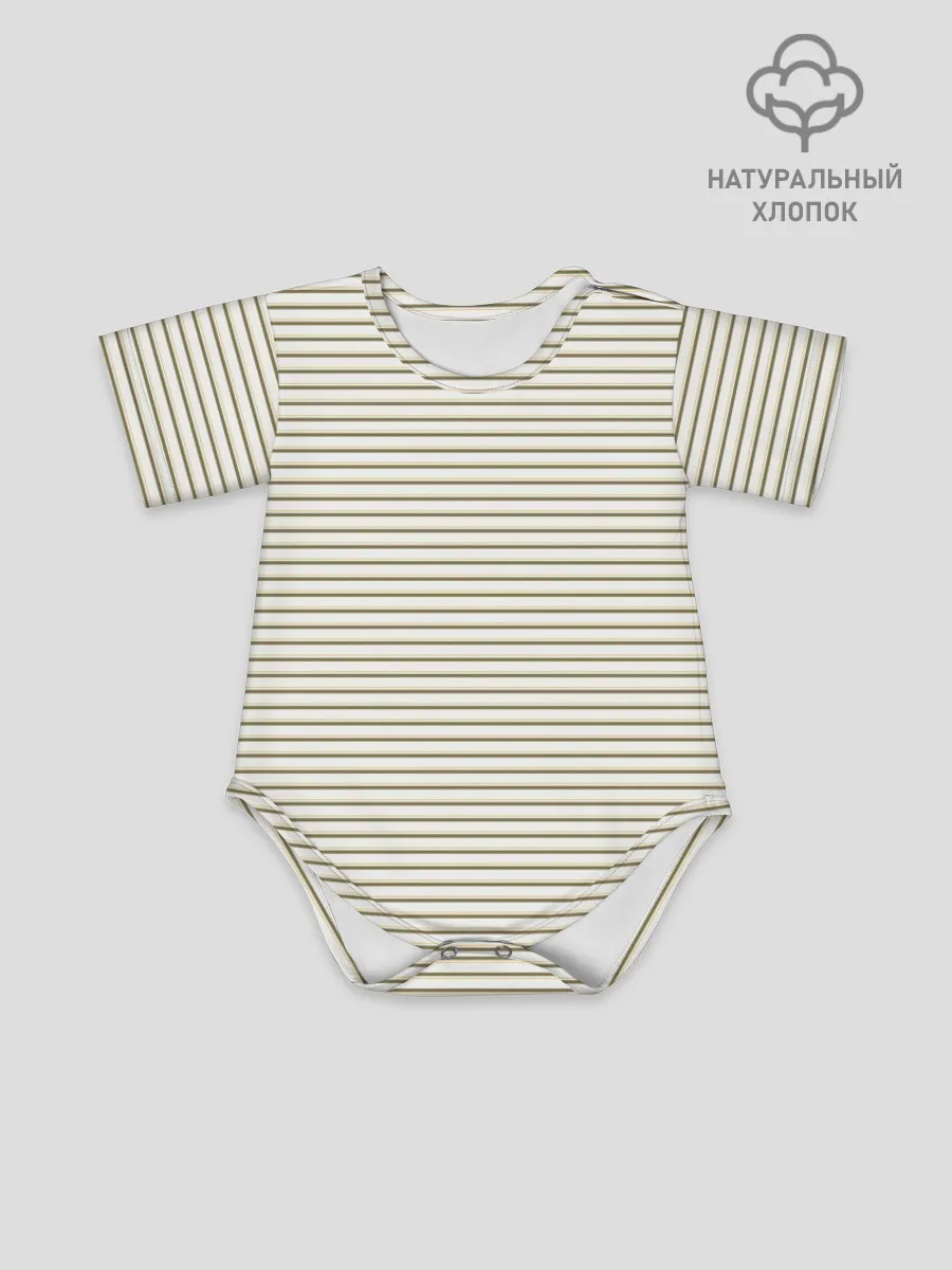 Боди для малышей / Зелёная приглушённая полоска
