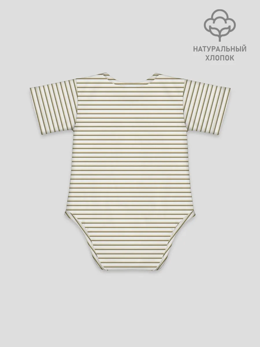 Боди для малышей / Зелёная приглушённая полоска