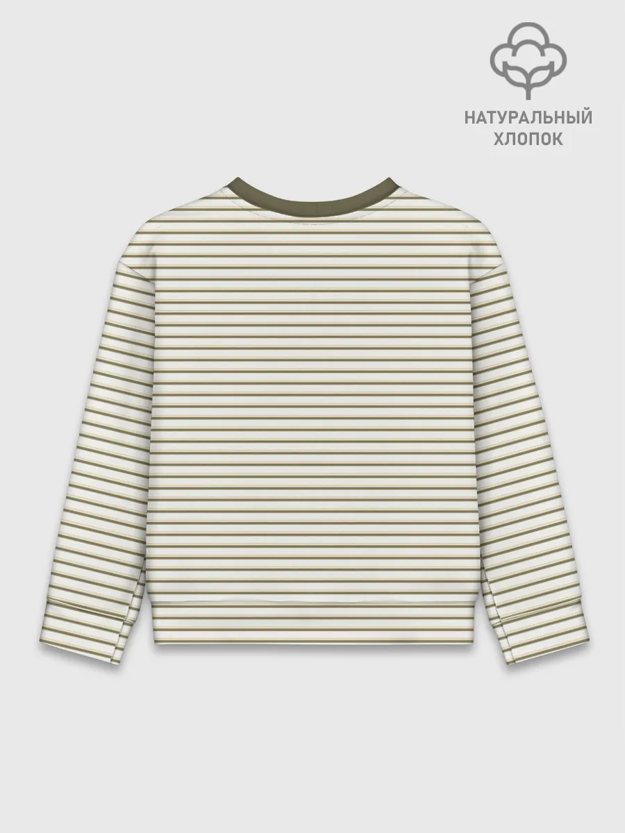 Детский свитшот хлопок / Зелёная приглушённая полоска