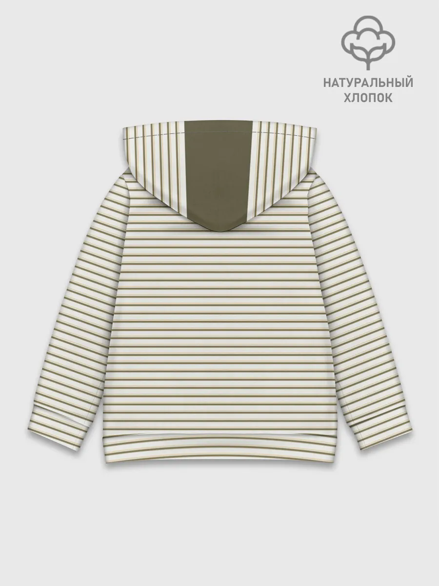 Детское худи хлопок / Зелёная приглушённая полоска