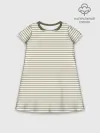 Детское платье хлопок / Зелёная приглушённая полоска