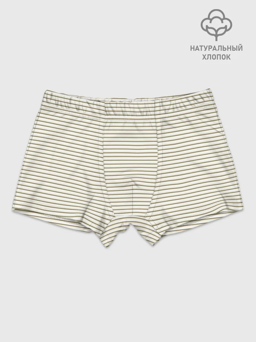 Мальчиковые трусы / Зелёная приглушённая полоска