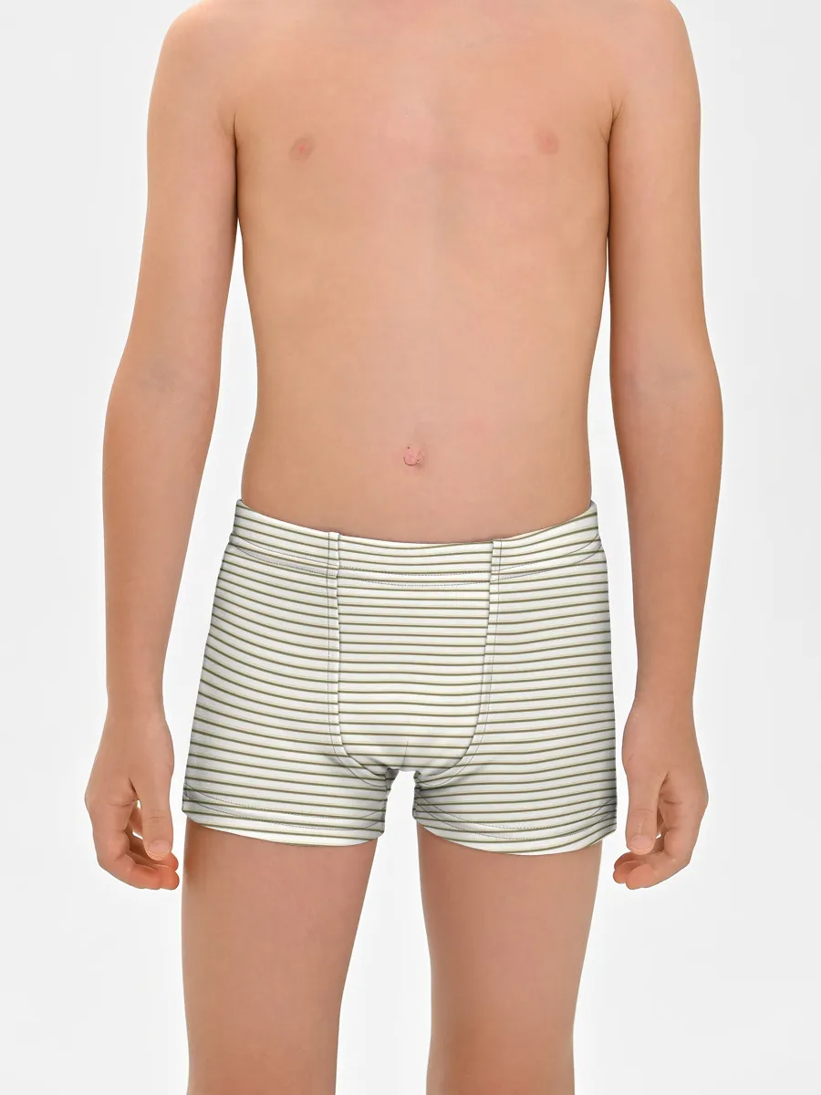 Мальчиковые трусы / Зелёная приглушённая полоска