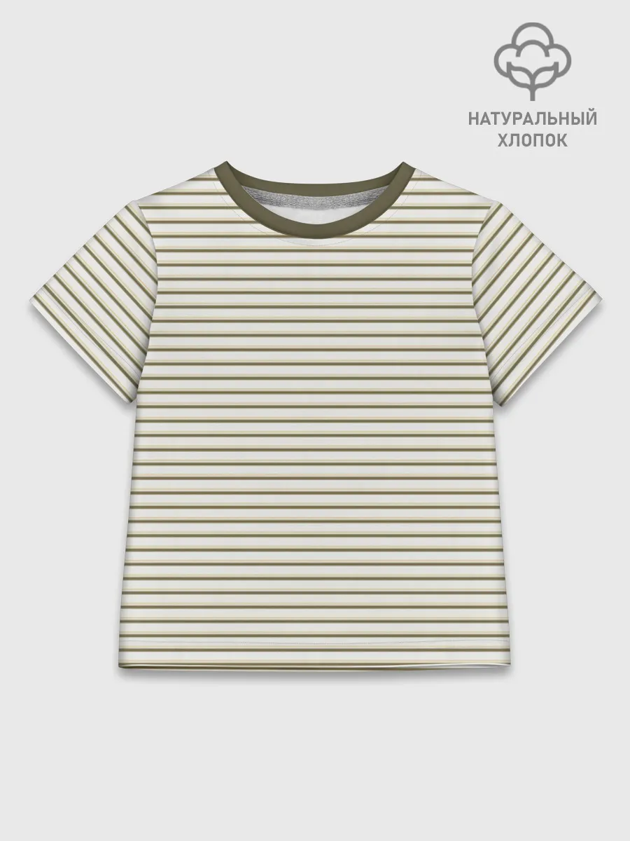 Детская футболка хлопок / Зелёная приглушённая полоска