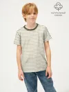 Детская футболка хлопок / Зелёная приглушённая полоска
