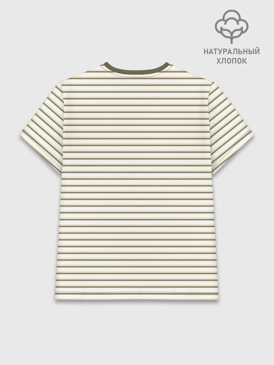 Женская базовая футболка хлопок / Зелёная приглушённая полоска