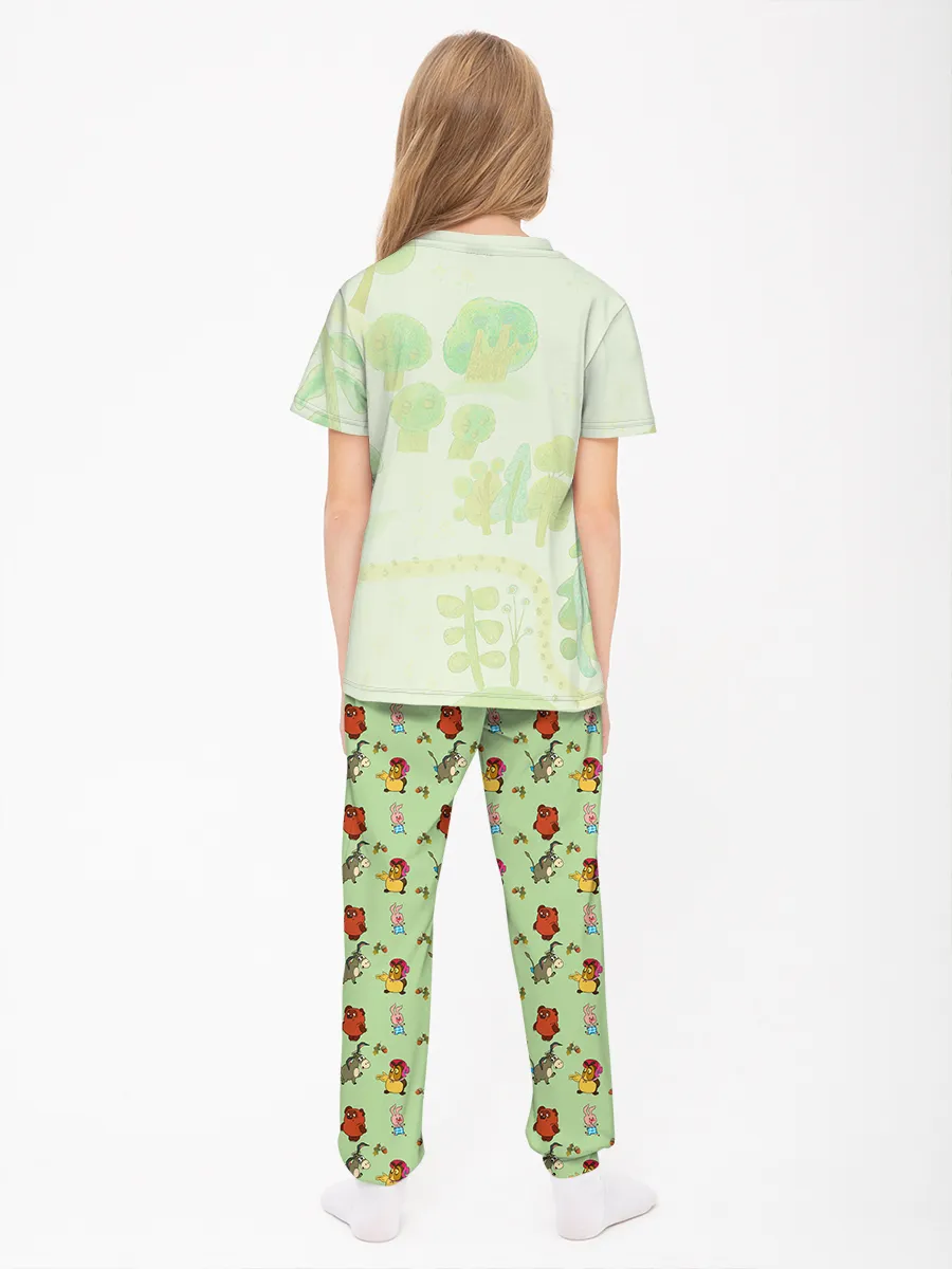 Детская пижама с брюками хлопок / Винни пух LightGreen