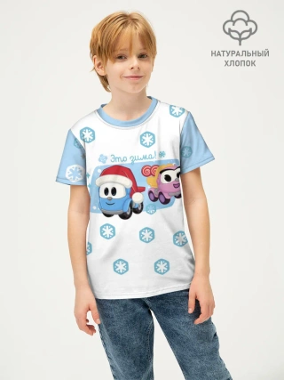 Детская футболка хлопок / Грузовичок Лёва Snow