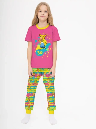 Детская пижама с брюками хлопок / P014_ОКZoStripes