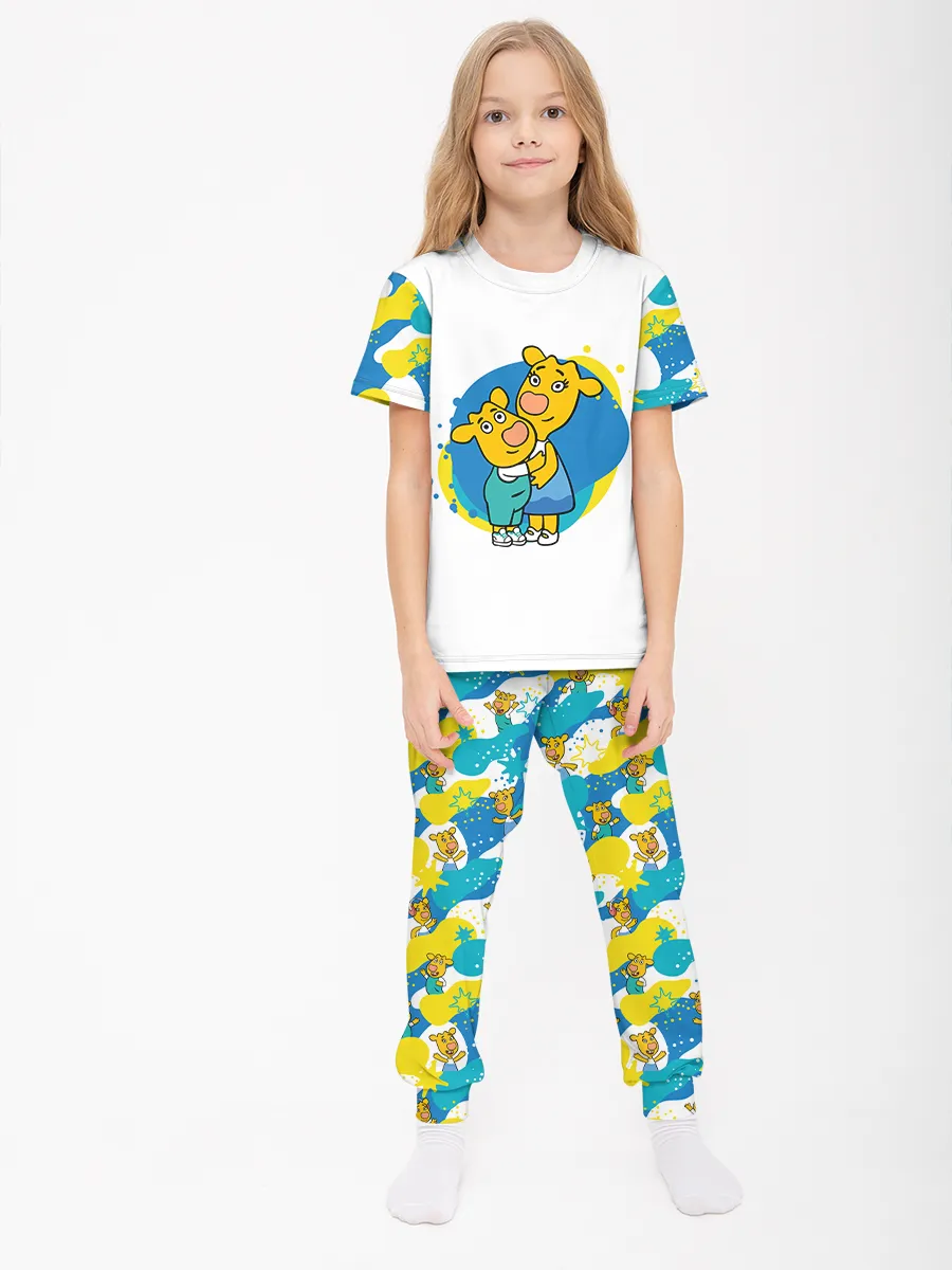 Детская пижама с брюками хлопок / Оранжевая корова White