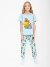 Детская пижама с брюками хлопок / Оранжевая корова FamilyLightBlue