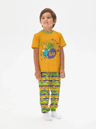 Детская пижама с брюками хлопок / Оранжевая корова Stripes