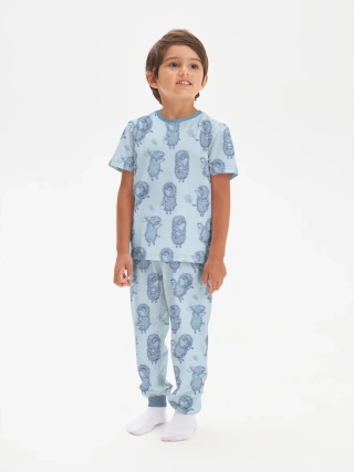 Детская пижама с брюками хлопок / Ежик в тумане Egg_Blue