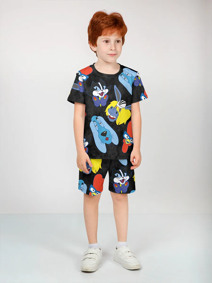 Детская пижама с шортами / Бременские музыканты Black