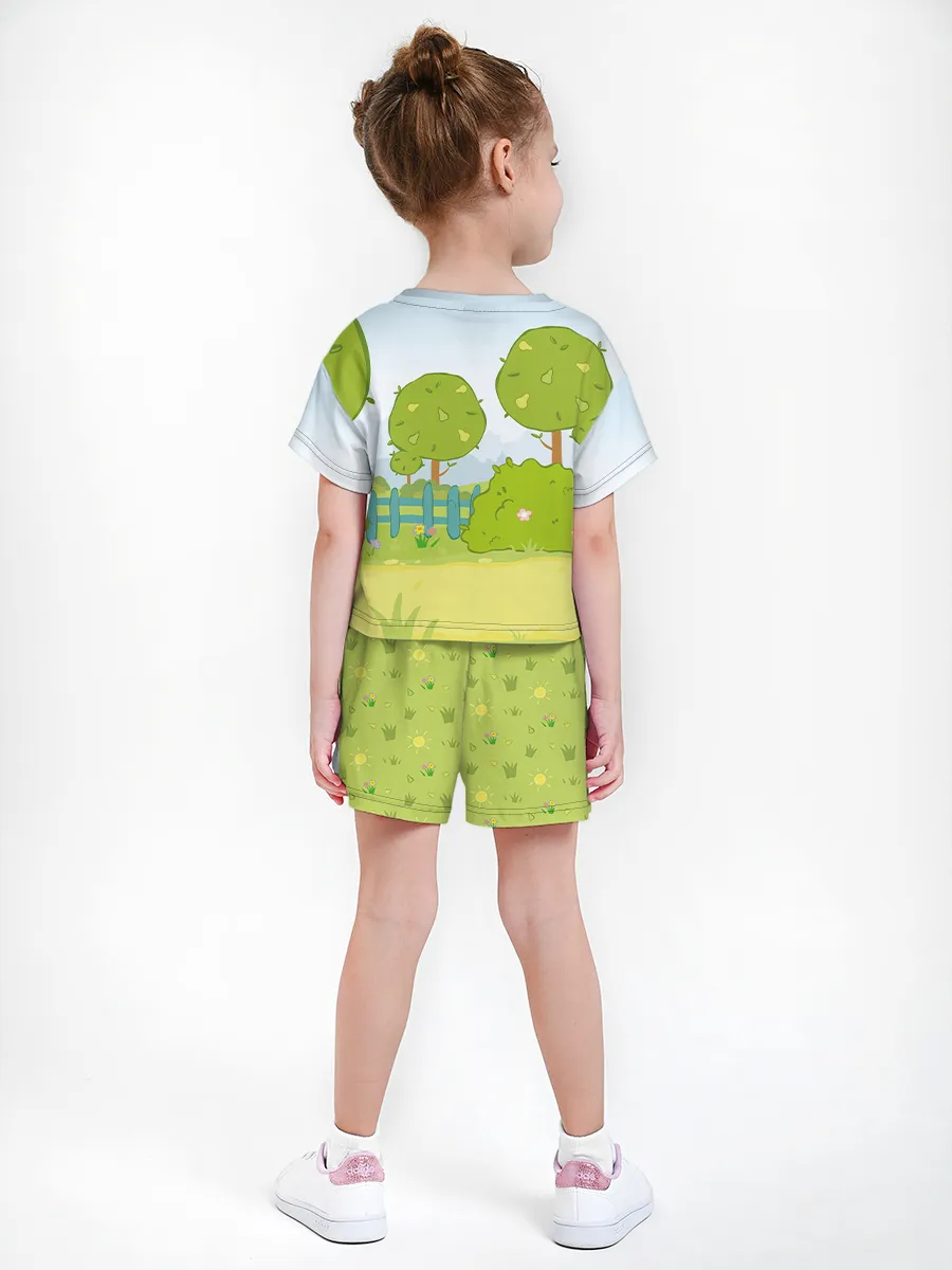 Девочкина пижама с шортами / Оранжевая корова Green