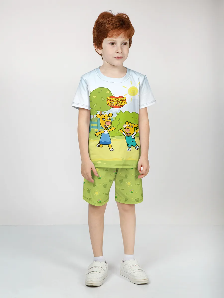 Детская пижама с шортами / Оранжевая корова Green