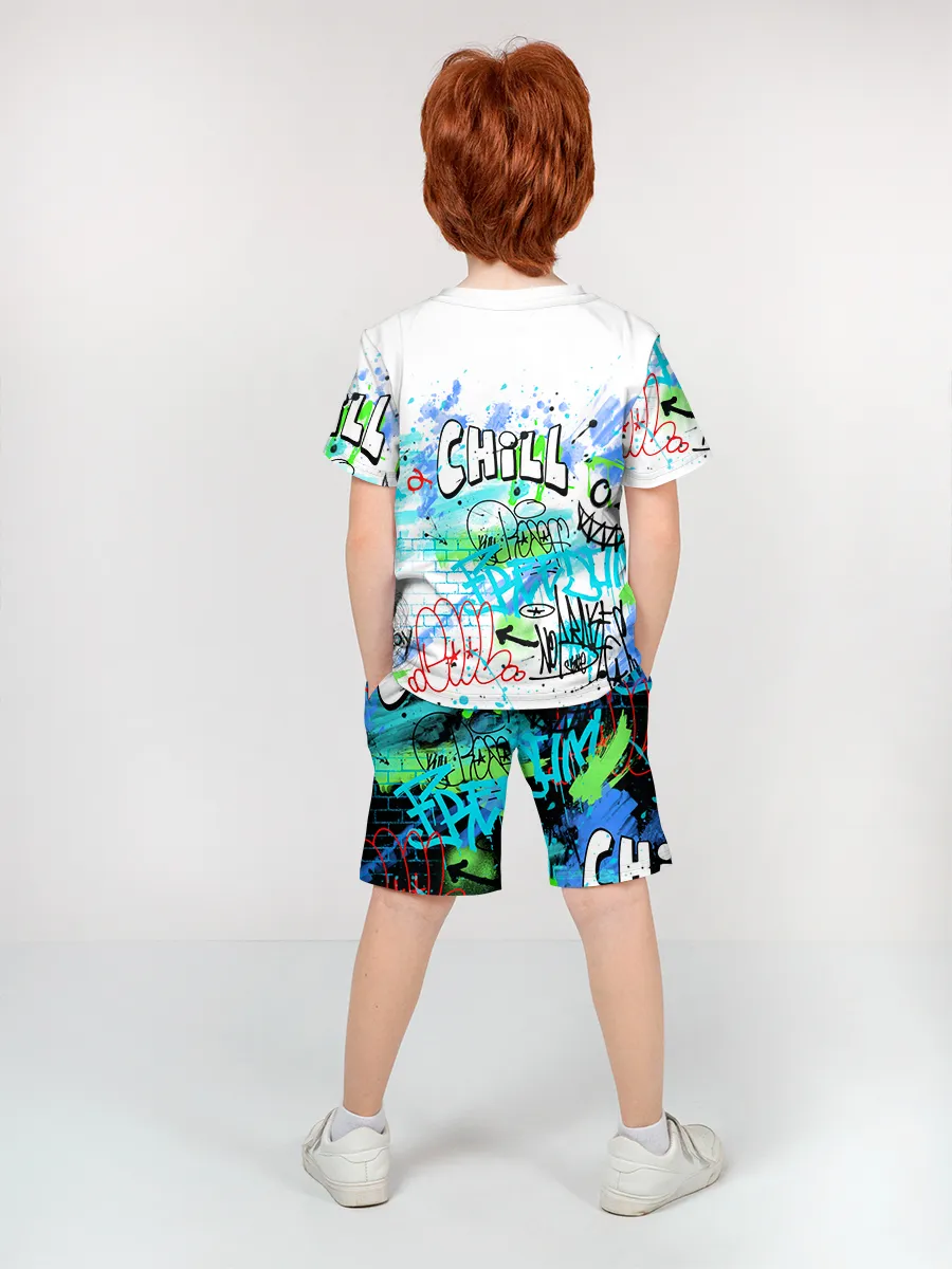 Детская пижама с шортами / Волк Граффити