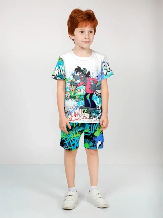 Детская пижама с шортами / Волк Граффити